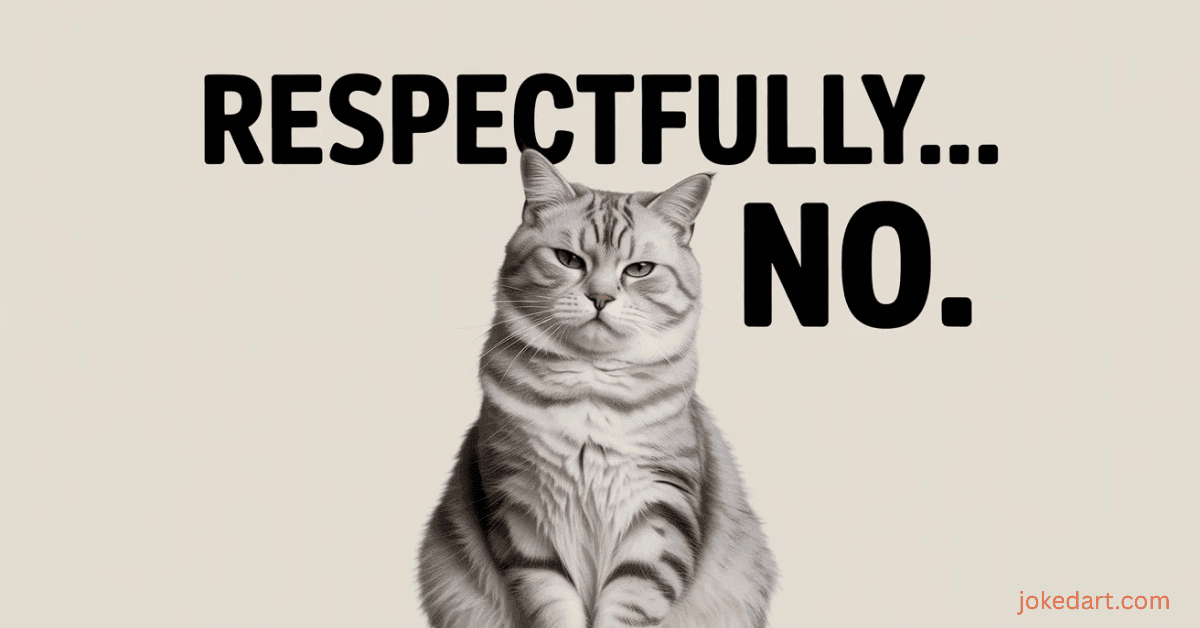Fierce cat puns image showing confident cat with attitude and humorous dominant expression
