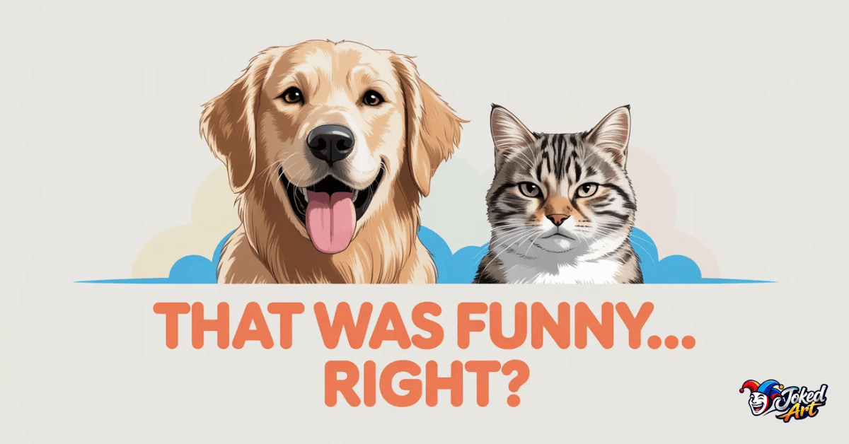 animal-pun-meme Funny animal meme with dog and cat showing contrasting reactions