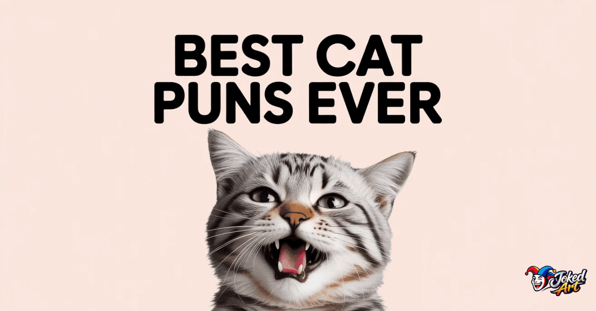 funny cat puns collection image showing playful cat with cheerful expression and humor theme