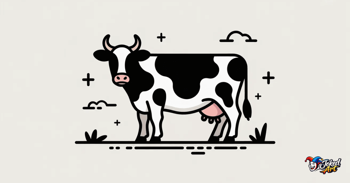 Simple cow illustration representing short cow pun one-liners