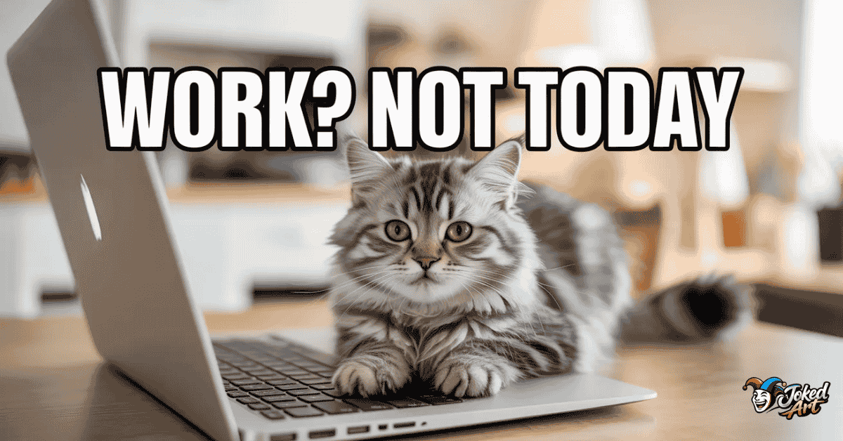 relatable cat puns image of cat interrupting work with funny everyday behavior