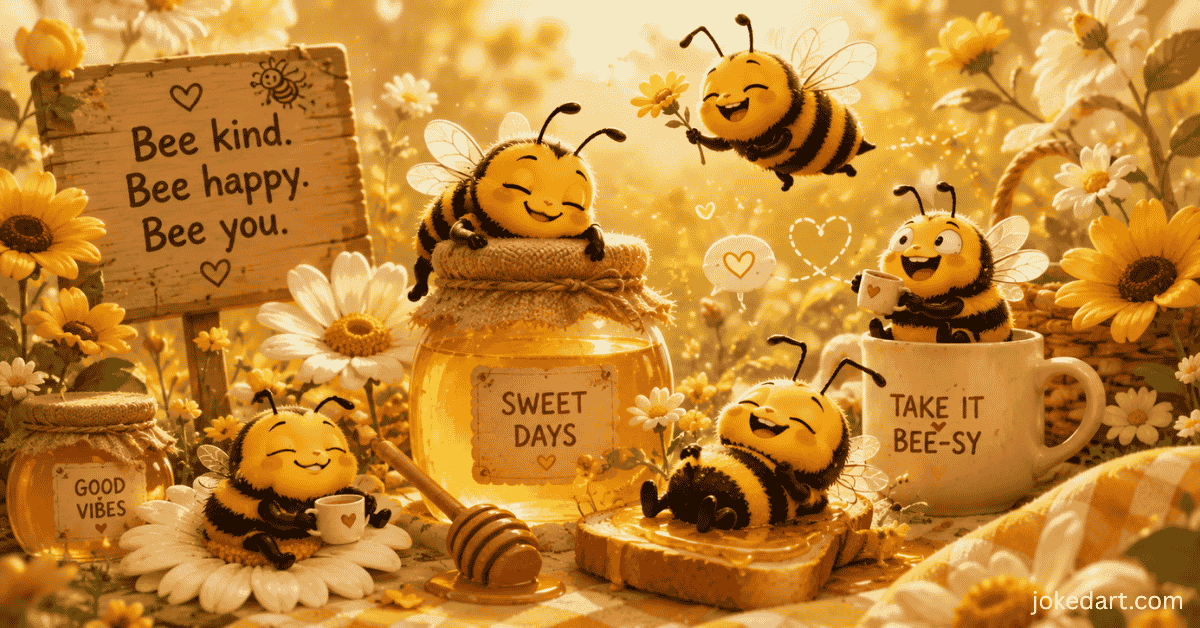 Cute bee aesthetic illustration for Instagram captions