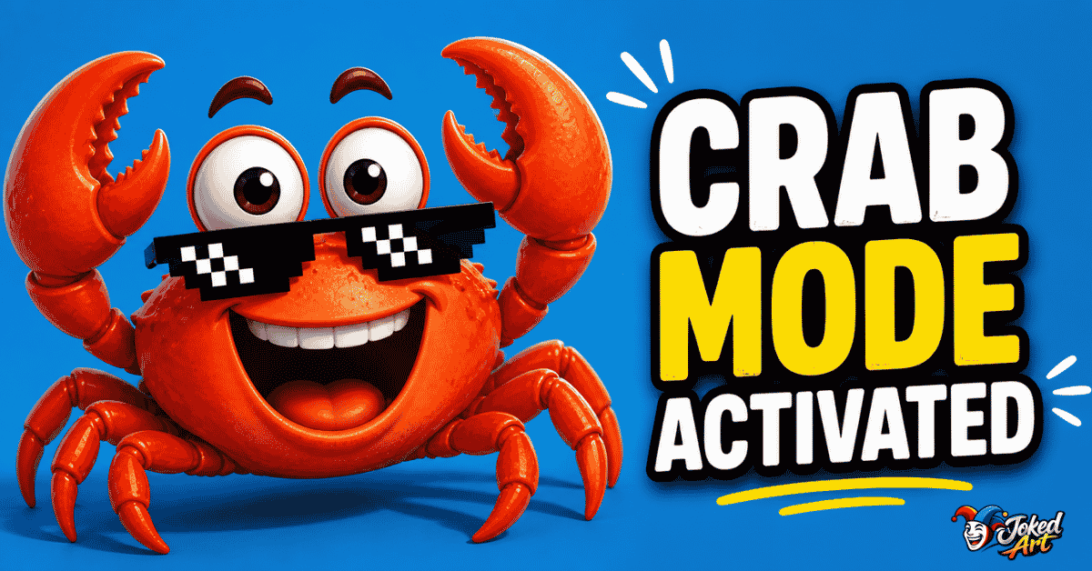 Funny crab meme with text crab mode activated