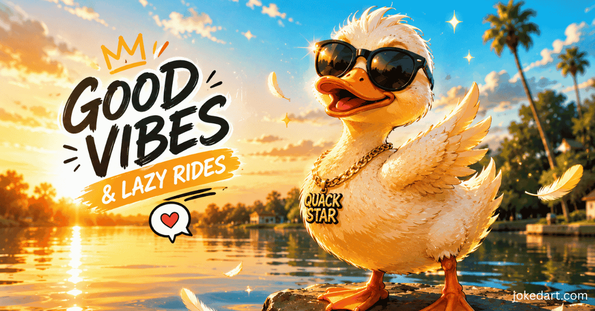 Stylish duck by pond for Instagram duck captions and puns