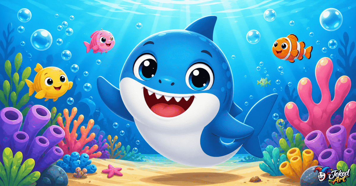 Cute shark cartoon for kids puns and jokes