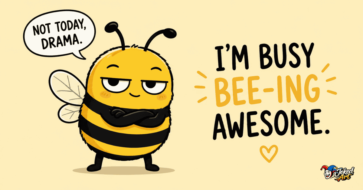 Minimal funny bee illustration for short bee puns