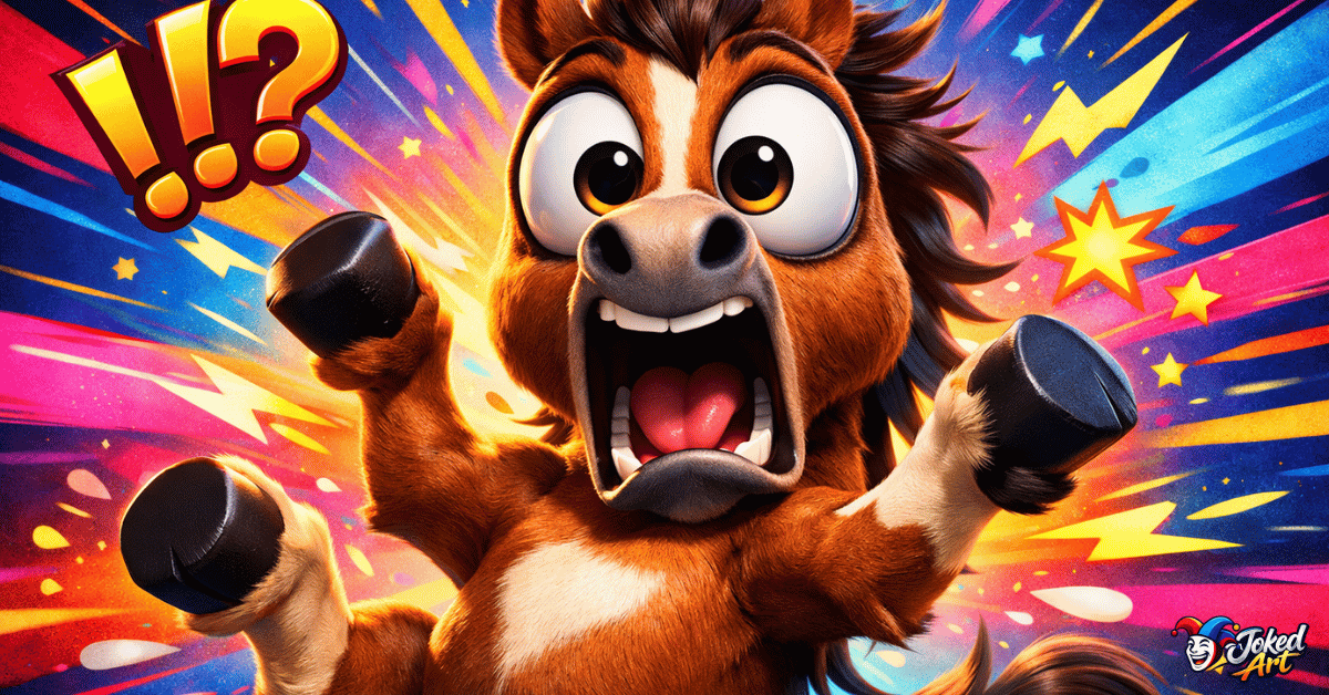 Funny horse making an exaggerated reaction suitable for internet memes.