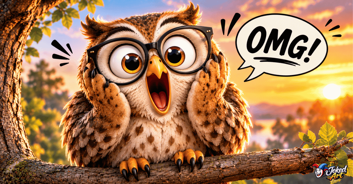 Funny owl reaction meme with humorous facial expression