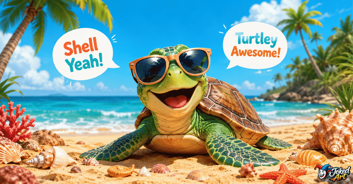 1000+ Turtle Puns featuring funny shell jokes, cute turtle captions, memes, one-liners, and original turtle humor