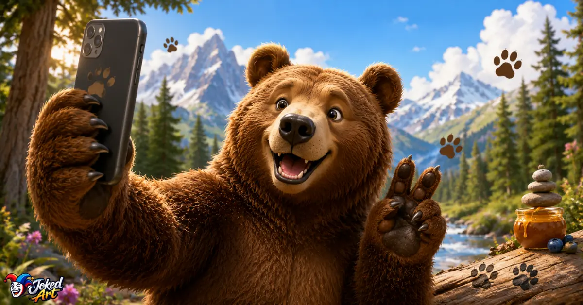 bear-puns-instagram-captions.jpg Cute bear posing for a funny social media caption
