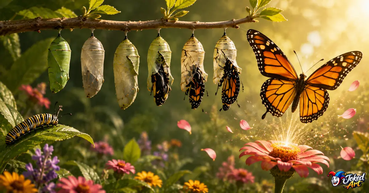 butterfly-life-cycle-metamorphosis.jpg Butterfly life cycle from caterpillar to chrysalis to adult butterfly