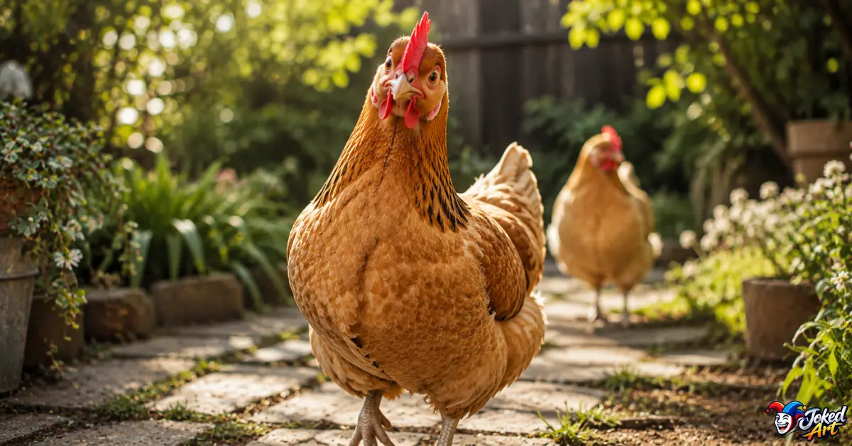  Confident chicken posing for a humorous social media photo