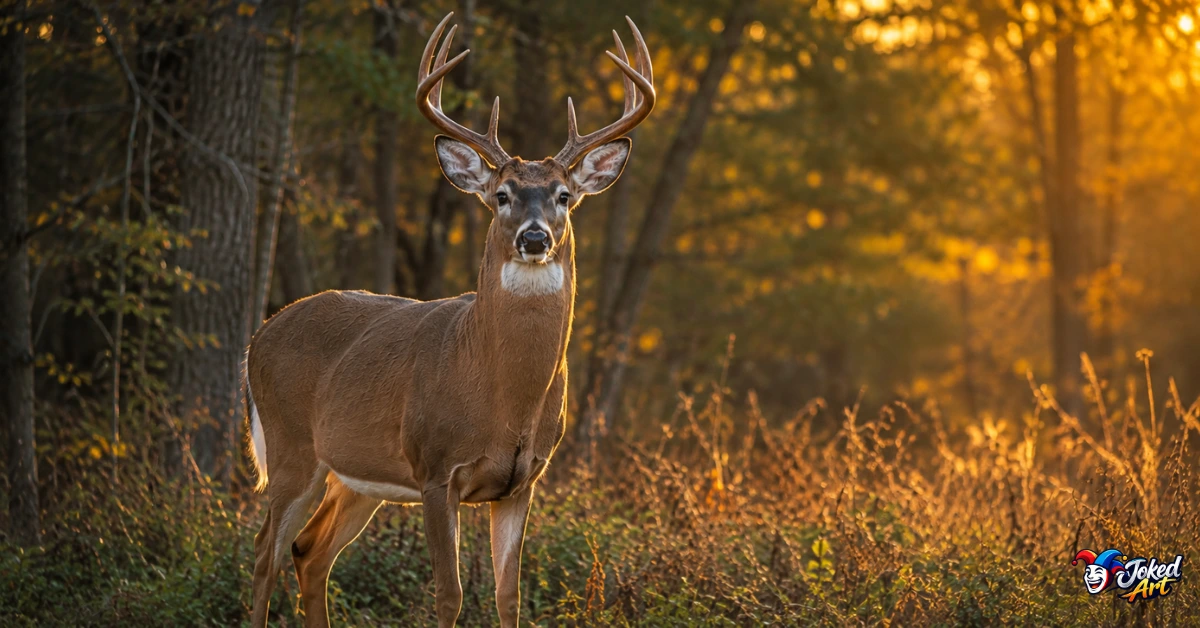 Alert white-tailed deer portrait in a woodland clearing