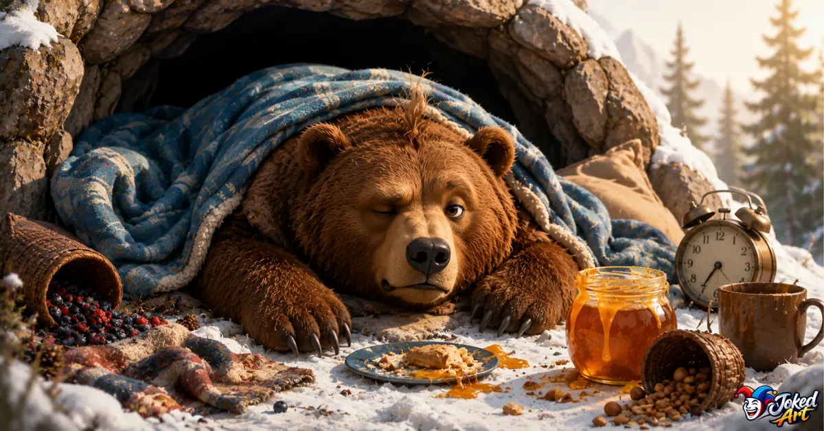 funny-bear-memes-hibernation.jpg Sleepy bear meme concept about hibernation, food and everyday life