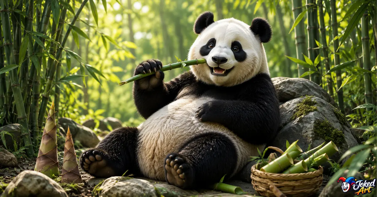 panda-bear-puns.jpg Cheerful giant panda in a bamboo forest for panda puns