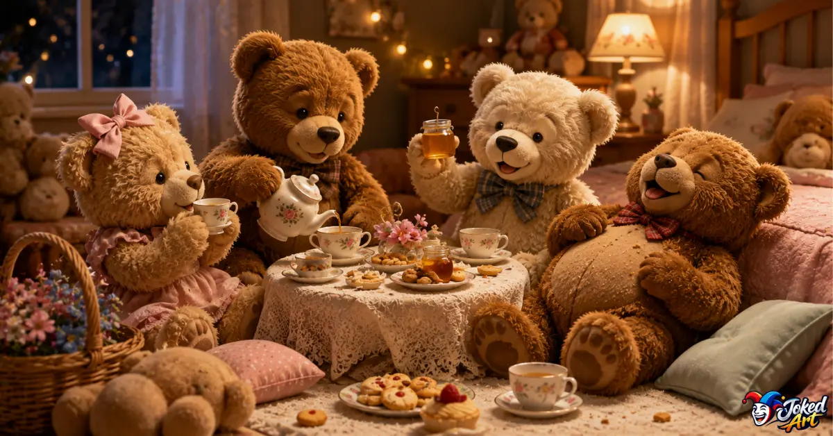 teddy-bear-puns-cute-funny.jpg Cute teddy bears enjoying playful moments for teddy bear puns