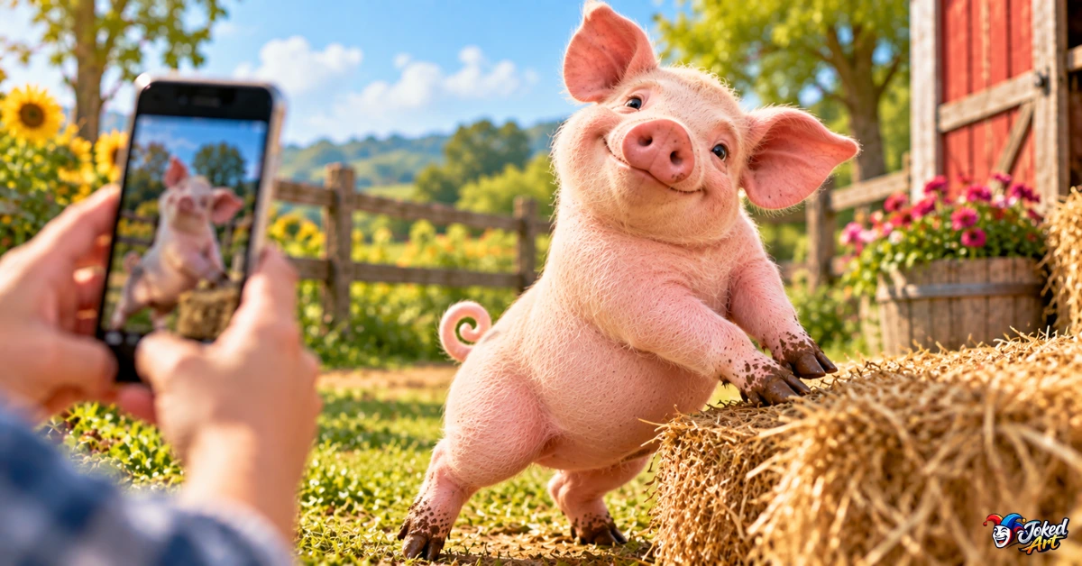 funny-pig-instagram-memes.webp Playful pig posing for a funny social media photo