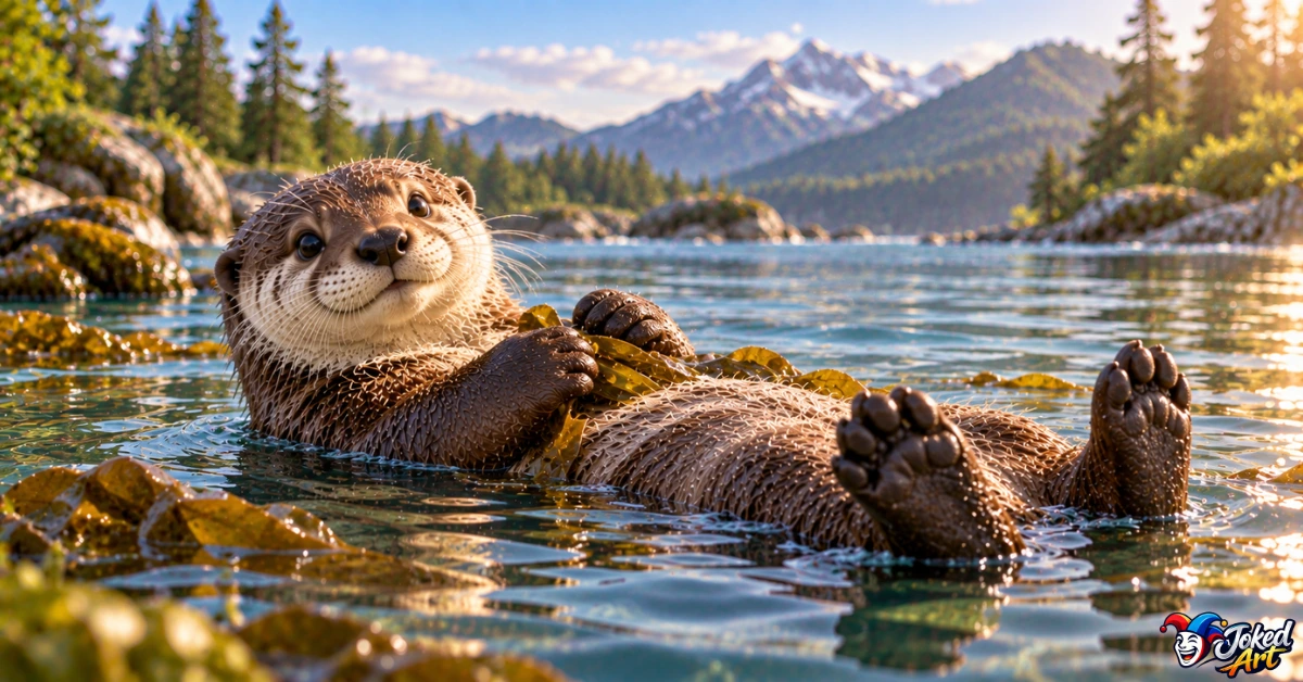 otter-life-lessons-3d.webp 3D otter peacefully floating on calm water