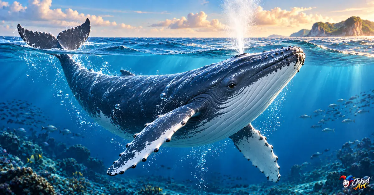 whale-facts-special-traits.webp Whale swimming underwater showing its tail and blowhole
