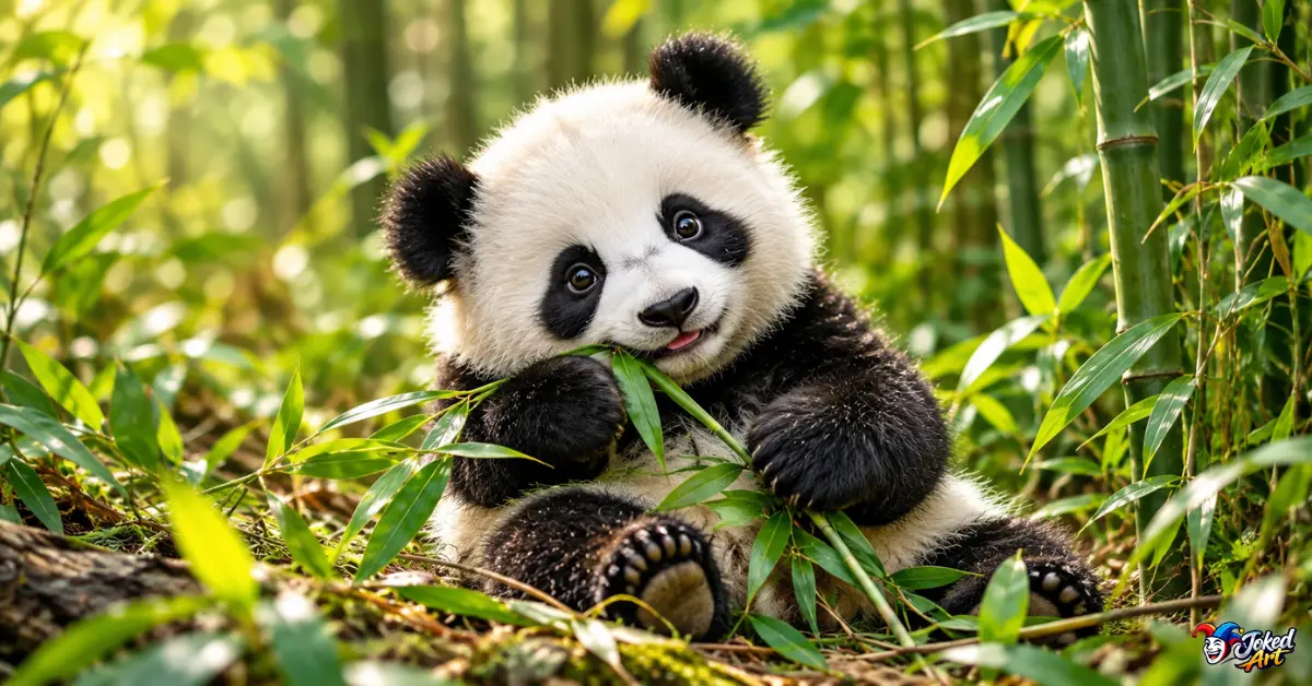 Giant panda gripping bamboo with its specialized wrist bone