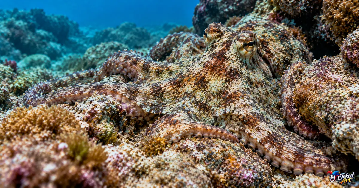 octopus-camouflage Octopus blending into a rocky ocean floor through camouflage