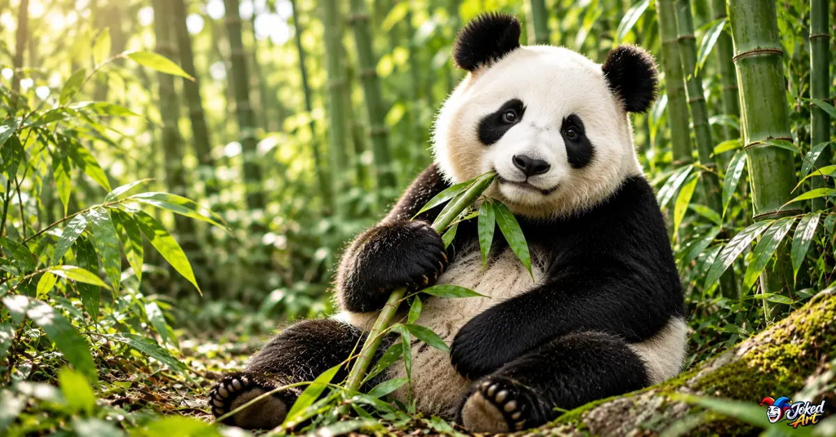 Giant panda showing its distinctive black-and-white coat